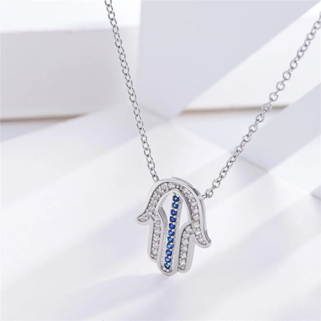 925 Sterling Silver Pendant Necklace with CZ Crystal Hamsa Hand Charm Hand of Fatima Jewelry
925 Sterling Silver Pendant Necklace with CZ Crystal Hamsa Hand Charm Hand of Fatima Jewelry