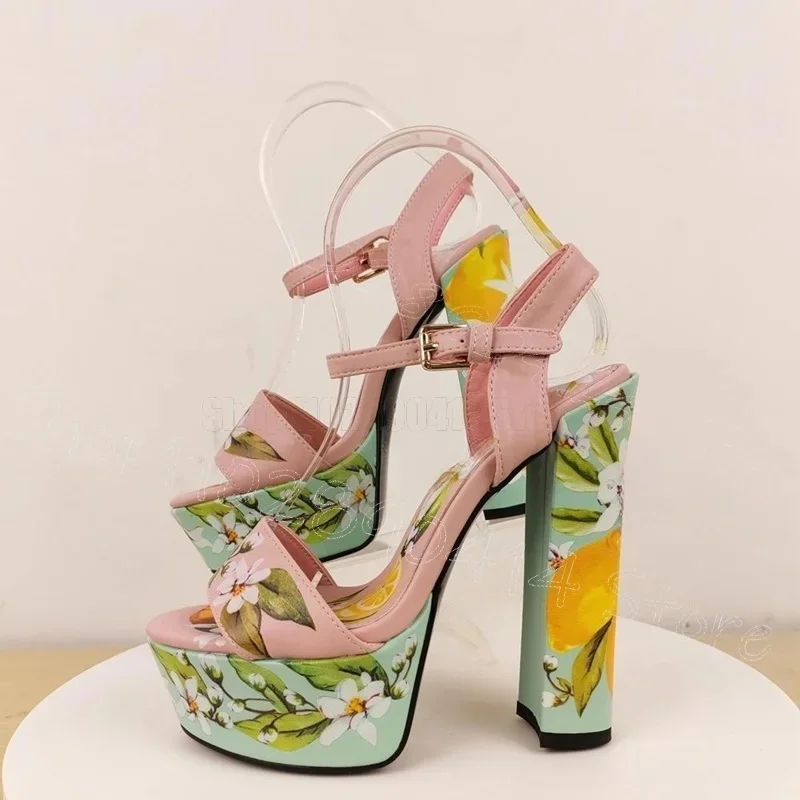 Colorful Floral Print Open Toe Platform Sandals Buckle Strap Women Shoes Chunky High Heels Party Feast 2025 Zapatos Para Mujere
Colorful Floral Print Open Toe Platform Sandals Buckle Strap Women Shoes Chunky High Heels Party Feast 2025 Zapatos Para Mujere