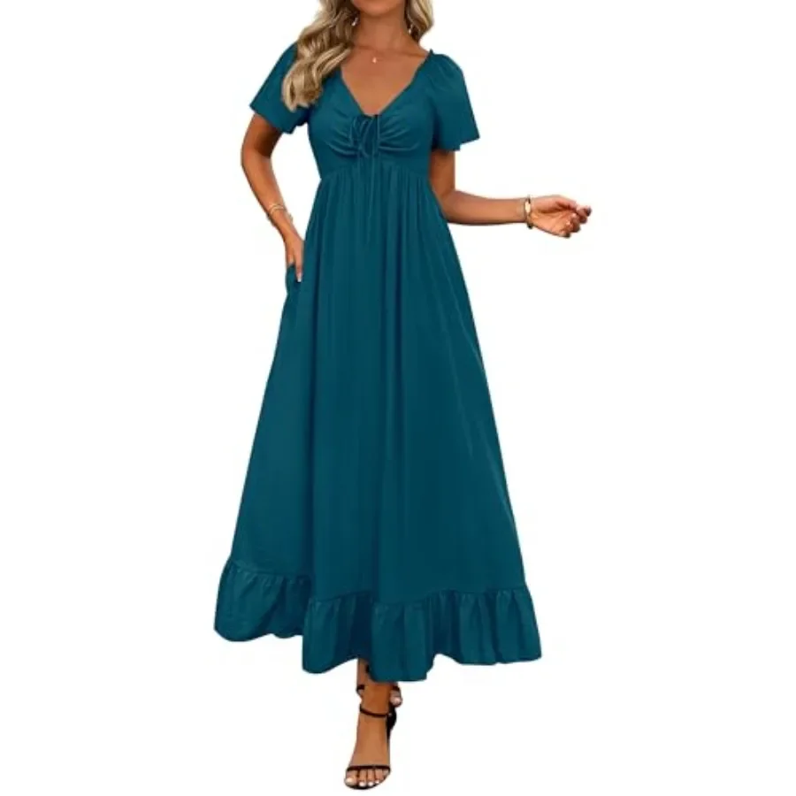 BTFBM Womens Summer Dresses 2026 Casual Short Sleeve V Neck Drawstring Wedding Guest Maxi Dresses Boho Beach Long Dress
BTFBM Womens Summer Dresses 2026 Casual Short Sleeve V Neck Drawstring Wedding Guest Maxi Dresses Boho Beach Long Dress