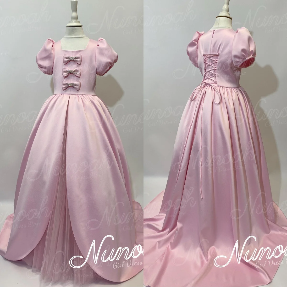 Pink Flower Girl Dress For Wedding with Bows Satin Floor Length Girl Birthday Party Gowns First Holy Communion Gowns Customized
Pink Flower Girl Dress For Wedding with Bows Satin Floor Length Girl Birthday Party Gowns First Holy Communion Gowns Customized