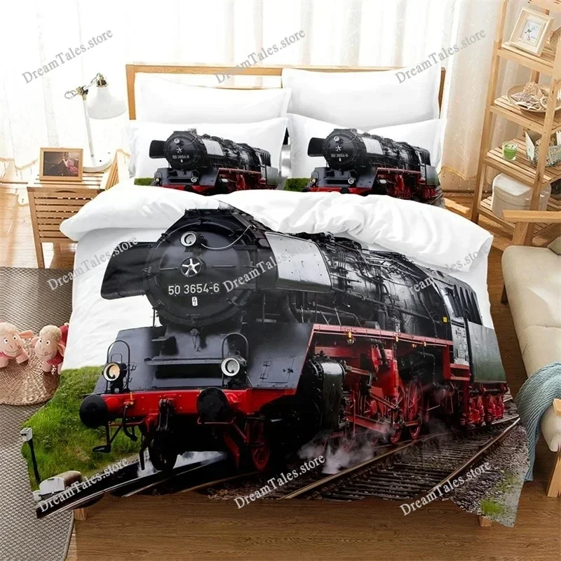 Train Duvet Cover Full Size Boys Steam Engine Bedding Set Microfiber 3D Rail Vehicles Comforter Cover for Kids Teens Room Decor
Train Duvet Cover Full Size Boys Steam Engine Bedding Set Microfiber 3D Rail Vehicles Comforter Cover for Kids Teens Room Decor