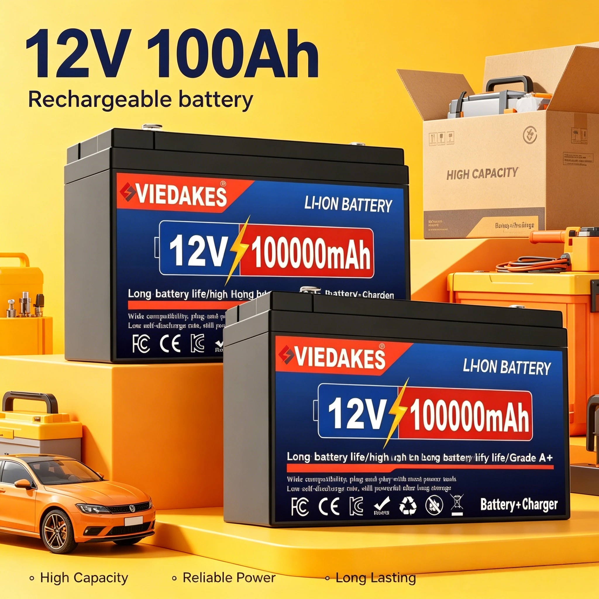 New 12V Li-ion 100AH 21700 Lithium Rechargeable Battery Pack for Sprayer Kids Electric Toy Car Scale Access Control+3A Charger
New 12V Li-ion 100AH 21700 Lithium Rechargeable Battery Pack for Sprayer Kids Electric Toy Car Scale Access Control+3A Charger