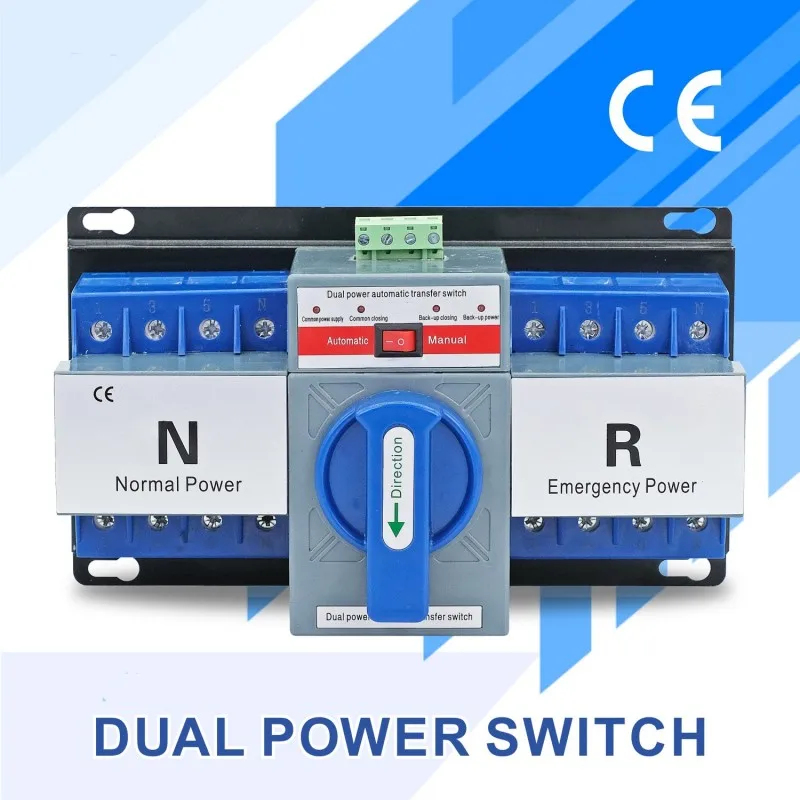 Mini Din Rail 2P 4P ATS Dual Power Automatic Transfer Switch Uninterrupted Power Solar transfer switch 63A Auto/Manual MCB
Mini Din Rail 2P 4P ATS Dual Power Automatic Transfer Switch Uninterrupted Power Solar transfer switch 63A Auto/Manual MCB