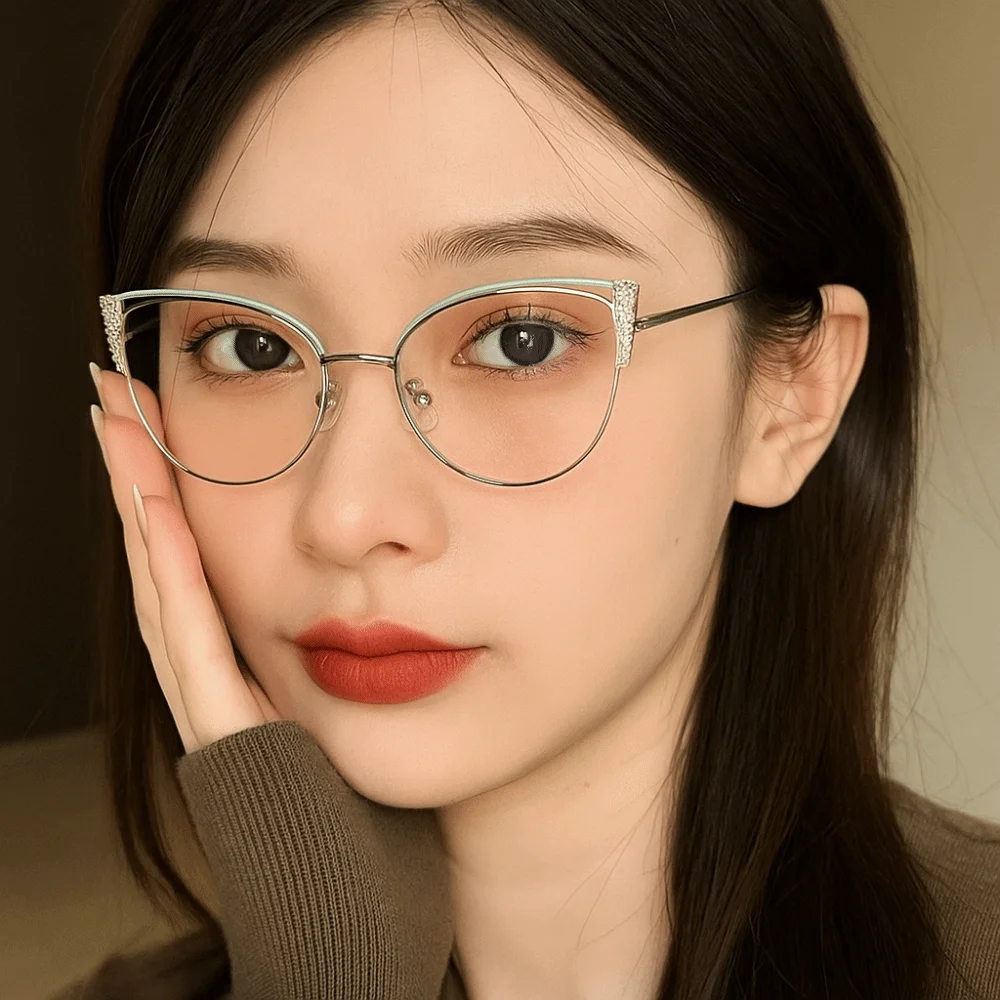 Rhinestone Studded Anti-blue Light Glasses Metal Frame Transparent Square Frame Myopia Glasses Eye Protective Anti Radiation
Rhinestone Studded Anti-blue Light Glasses Metal Frame Transparent Square Frame Myopia Glasses Eye Protective Anti Radiation