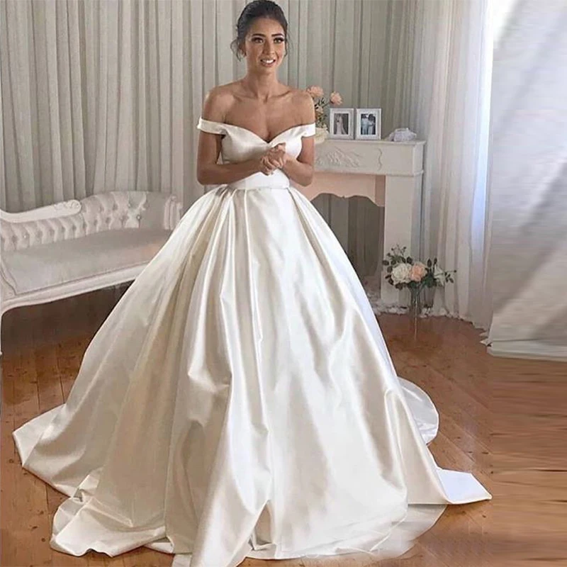 Sexy V Neck A Line Wedding Dresses Off The Shoulder Simple Satin Backless Bridal Wedding Gowns Vestido de Noiva
Sexy V Neck A Line Wedding Dresses Off The Shoulder Simple Satin Backless Bridal Wedding Gowns Vestido de Noiva