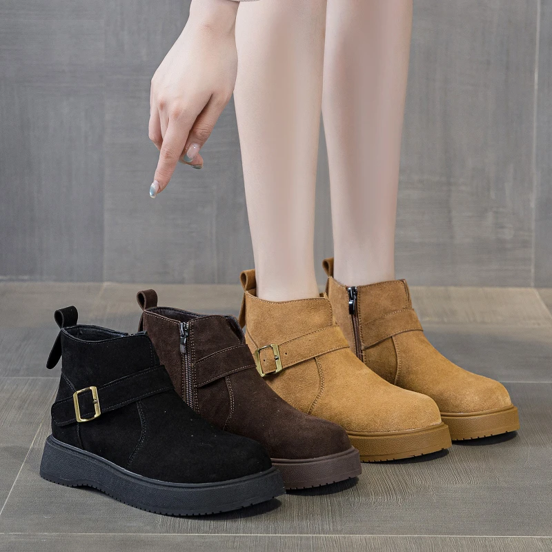 CICIYANG Women's Ankle Boots 2025 Autumn and Winter New Cow Suede Casual Belt Buckle Platform Female Booties Knight Boots
CICIYANG Women's Ankle Boots 2025 Autumn and Winter New Cow Suede Casual Belt Buckle Platform Female Booties Knight Boots