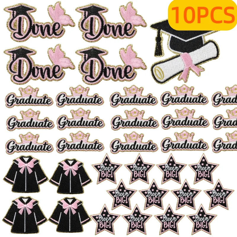 10PCS Bulk Bachelor Gown Doctor Cap Graduation Embroidery Patches Future Bright Design Iron On For DIY Commemorative Sticker
10PCS Bulk Bachelor Gown Doctor Cap Graduation Embroidery Patches Future Bright Design Iron On For DIY Commemorative Sticker