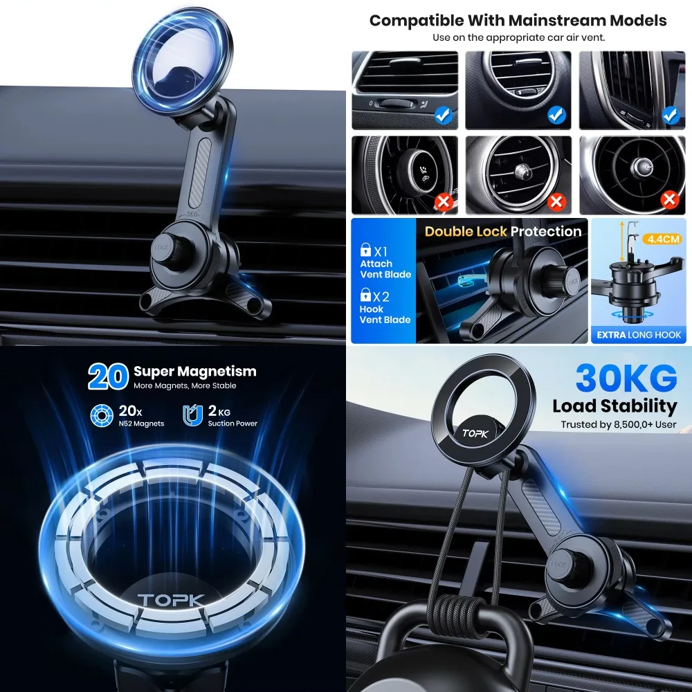Автомобильный держатель для телефона ftvae Mag-Safe, магнитное автомобильное крепление для телефона, автомобильный держатель для телефона с вентиляционным отверстием и сильным магнитом, автомобильная подставка для iPhone 
Автомобильный держатель для телефона ftvae Mag-Safe, магнитное автомобильное крепление для телефона, автомобильный держатель для телефона с вентиляционным отверстием и сильным магнитом, автомобильная подставка для iPhone