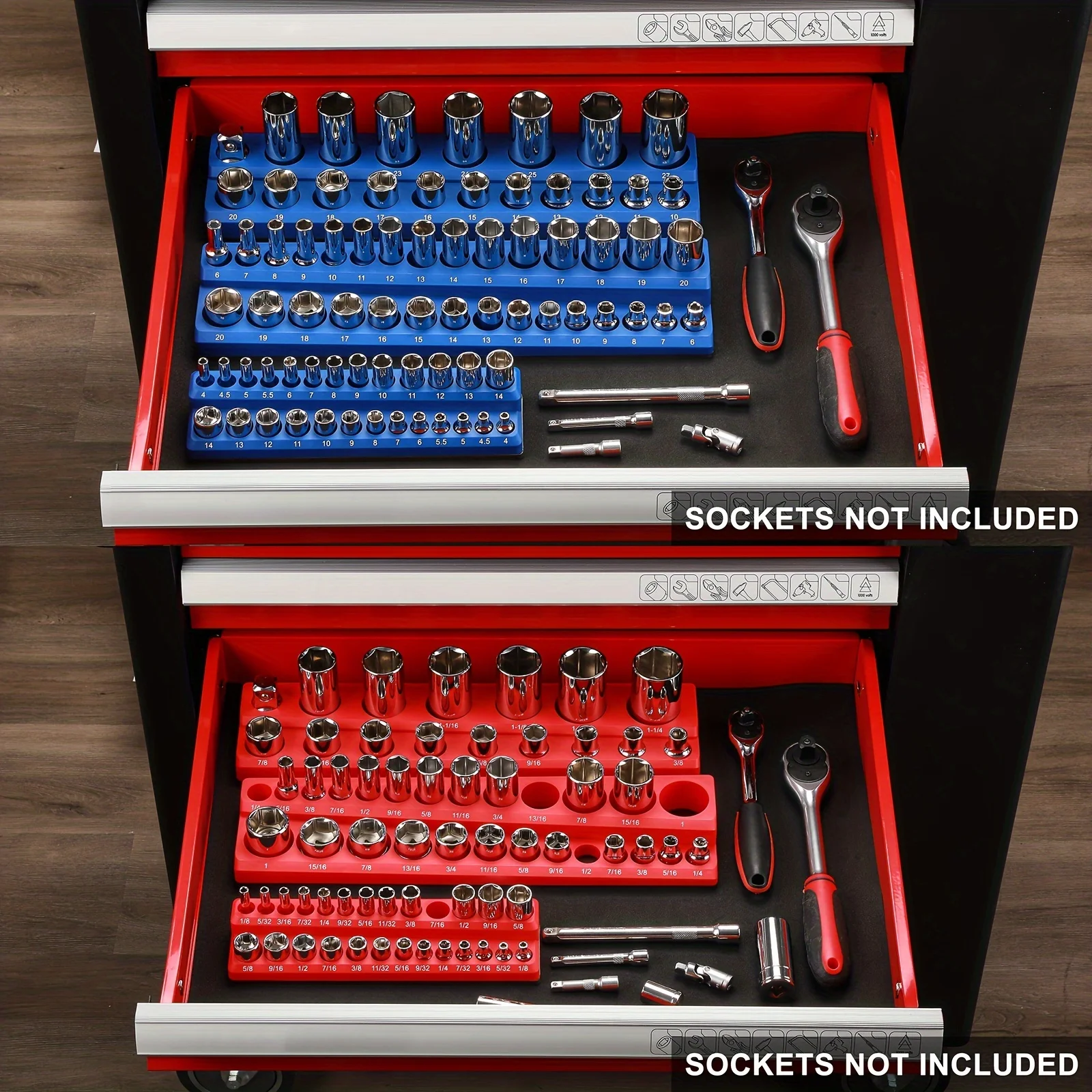 6pcs Magnetic Socket Organizer Holder Set, Includes 1/4", 3/8", 1/2" Drive Metric SAE Socket Trays, Holds 143 Standard Size And Deep Size Socket, Sockets Not Included
6pcs Magnetic Socket Organizer Holder Set, Includes 1/4", 3/8", 1/2" Drive Metric SAE Socket Trays, Holds 143 Standard Size And Deep Size Socket, Sockets Not Included