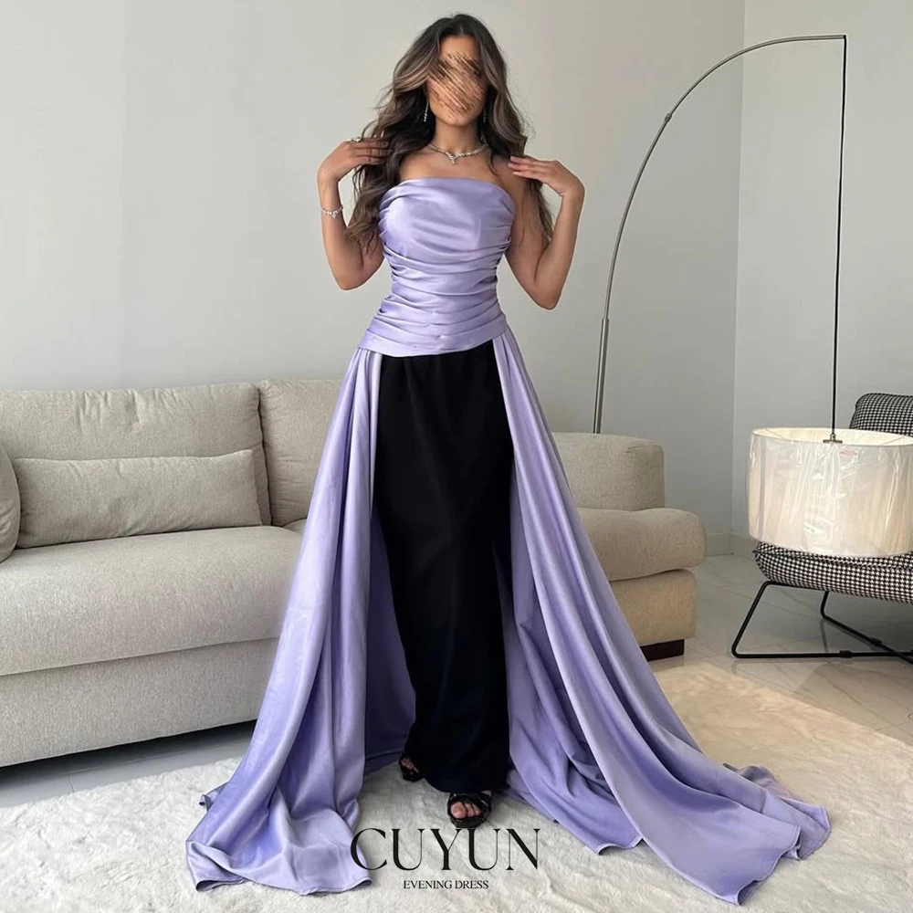 CUYUN Black and Purple Saudi Women Evening Dresses Strapless Satin Floor-Length Party Gown for Special Occasion
CUYUN Black and Purple Saudi Women Evening Dresses Strapless Satin Floor-Length Party Gown for Special Occasion
