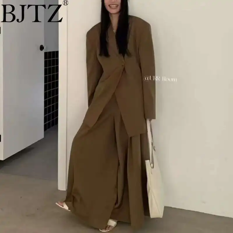 BJTZ Solid Color Long-sleeved Lapel Oblique Button Suit Jacket + Wide-leg Trousers 2025 Spring And Summer New Fashion
BJTZ Solid Color Long-sleeved Lapel Oblique Button Suit Jacket + Wide-leg Trousers 2025 Spring And Summer New Fashion