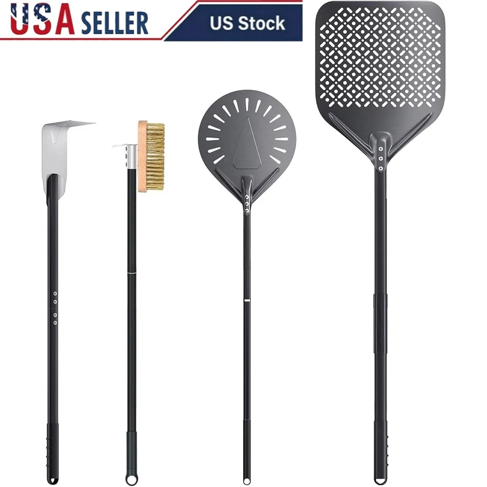 4 Piece Pizza Oven Kit Turning Peel 9 Inch Perforated Pizza Peel Oven Brush Ash Rake Wood Burning Commercial Oven Accessoires
4 Piece Pizza Oven Kit Turning Peel 9 Inch Perforated Pizza Peel Oven Brush Ash Rake Wood Burning Commercial Oven Accessoires