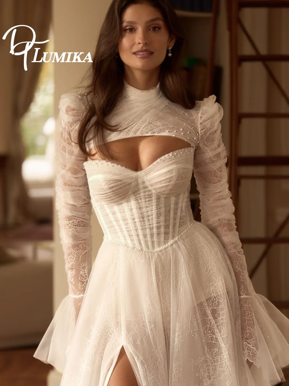 Sexy Long Sleeve Wedding Dress, Charming Applique Lace Bridal Gown, Graceful A-Line Floor-Length Wedding Gown
Sexy Long Sleeve Wedding Dress, Charming Applique Lace Bridal Gown, Graceful A-Line Floor-Length Wedding Gown