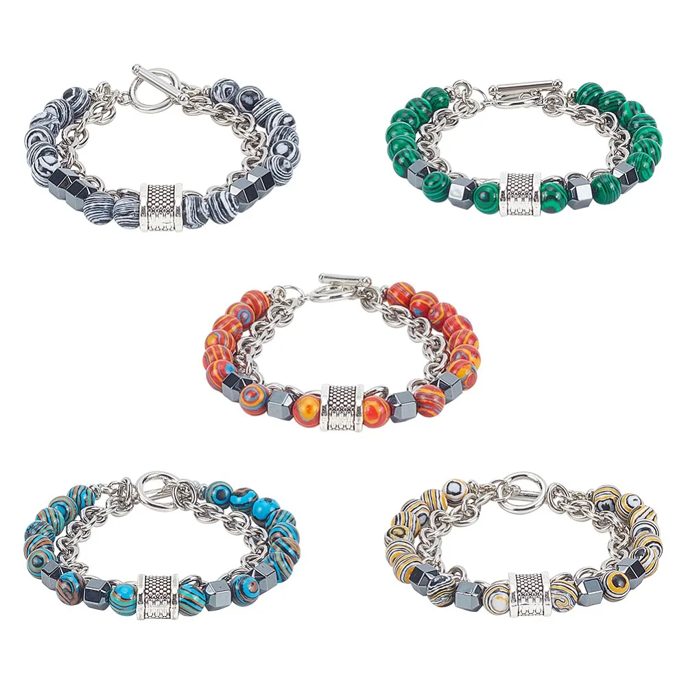 5Pcs 5 Colors Dyed Malachite Beaded Double Layer Multi-strand Bracelets Set Alloy Jewlery for Women Mixed Color
5Pcs 5 Colors Dyed Malachite Beaded Double Layer Multi-strand Bracelets Set Alloy Jewlery for Women Mixed Color