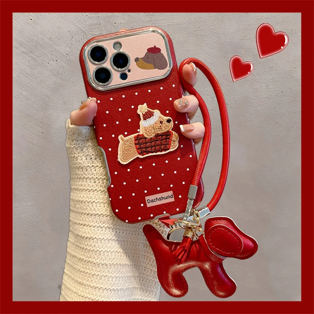 iPhone 5/6 pro Max Phone Case 3/4 New Wine Red Polka Dot Embroidery Dachund Cute 4 pro with Pendant Lanyar...
iPhone 5/6 pro Max Phone Case 3/4 New Wine Red Polka Dot Embroidery Dachund Cute 4 pro with Pendant Lanyar...