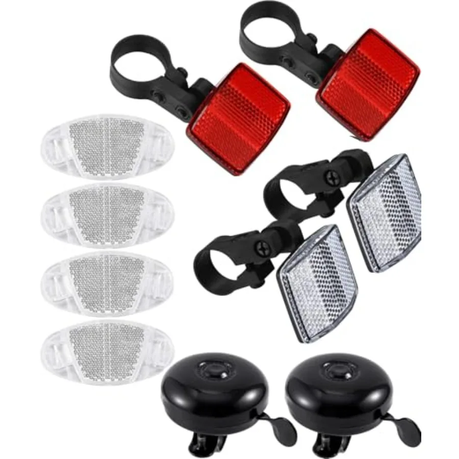 8Pcs Bike Front Rear Reflectors + 2 Bells, Bicycle Reflectors for Night Riding, Bicycle Wheel Spoke Reflector, for Handlebar Se
8Pcs Bike Front Rear Reflectors + 2 Bells, Bicycle Reflectors for Night Riding, Bicycle Wheel Spoke Reflector, for Handlebar Se