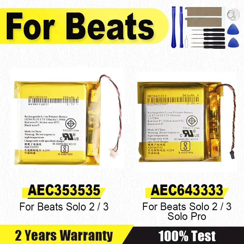 New AEC353535 Headset Battery AEC643333 for Beats Solo 2.0 3.0 Studio 2 3 Pro Solo2 3 Brand-New Battery Wireless + tools
New AEC353535 Headset Battery AEC643333 for Beats Solo 2.0 3.0 Studio 2 3 Pro Solo2 3 Brand-New Battery Wireless + tools