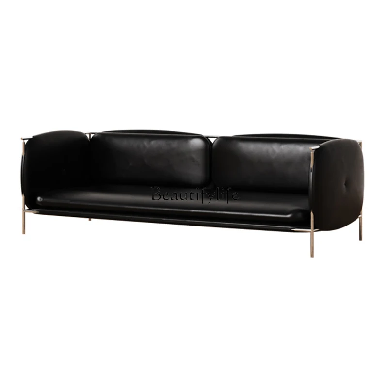 Black leather sofa light luxury stainless steel retro small apartment clothing store sofa chair
Black leather sofa light luxury stainless steel retro small apartment clothing store sofa chair