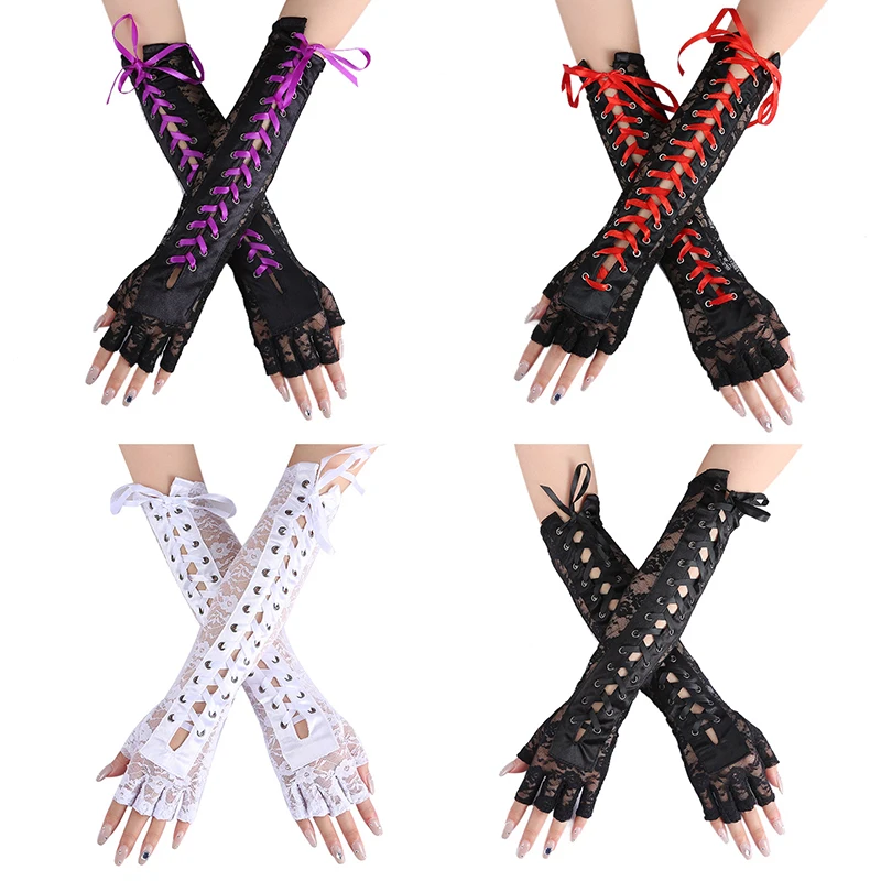 Sexy Floral Lace Elbow Length Half-Finger Gloves Black String Ribbon Ties Up Dance Party Fingerless Women Fishnet Mesh Mittens
Sexy Floral Lace Elbow Length Half-Finger Gloves Black String Ribbon Ties Up Dance Party Fingerless Women Fishnet Mesh Mittens