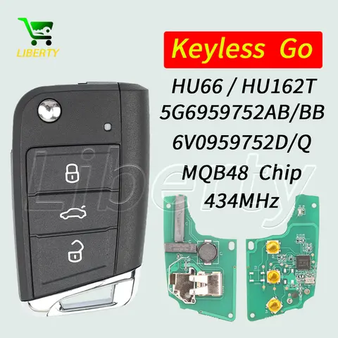 Liberty MQB48Chip 433MHz Flip Smart Remote Key for VW Seat Golf 7 MK7 Tiguan Touran Polo for Skoda Octavia A7 Proximity Card
