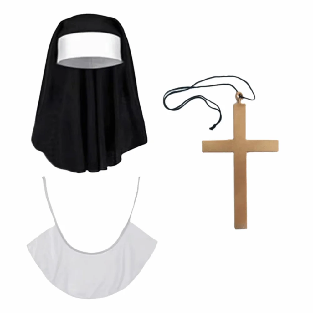 1/3Pcs Creative Nun Costume Set Victorian Cross Necklace Gothic Hat White Collar Nun Collar Nun Hat
1/3Pcs Creative Nun Costume Set Victorian Cross Necklace Gothic Hat White Collar Nun Collar Nun Hat