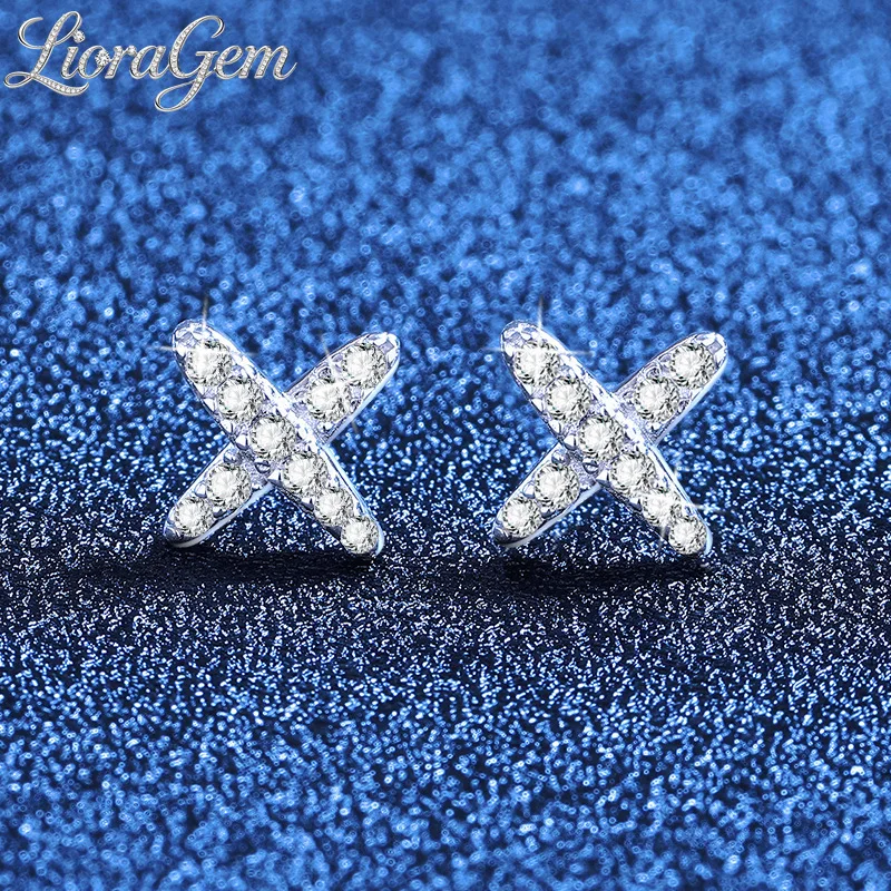 LioraGem Women's Full Diamond Stud Earrings, Simple X-shaped Cross Moissanite Niche Design Earrings Platinum PT950 Stamp
LioraGem Women's Full Diamond Stud Earrings, Simple X-shaped Cross Moissanite Niche Design Earrings Platinum PT950 Stamp