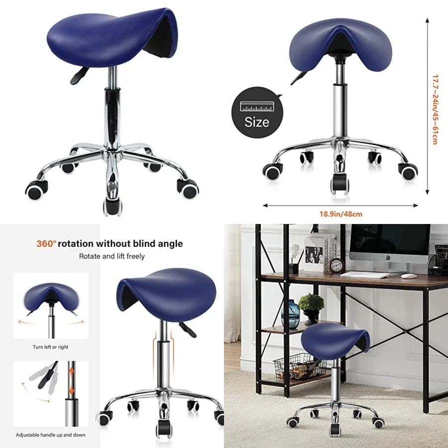 Rolling Saddle Stool PU Leather Swivel Adjustable Rolling Stool with Wheels Salon Chair
Rolling Saddle Stool PU Leather Swivel Adjustable Rolling Stool with Wheels Salon Chair