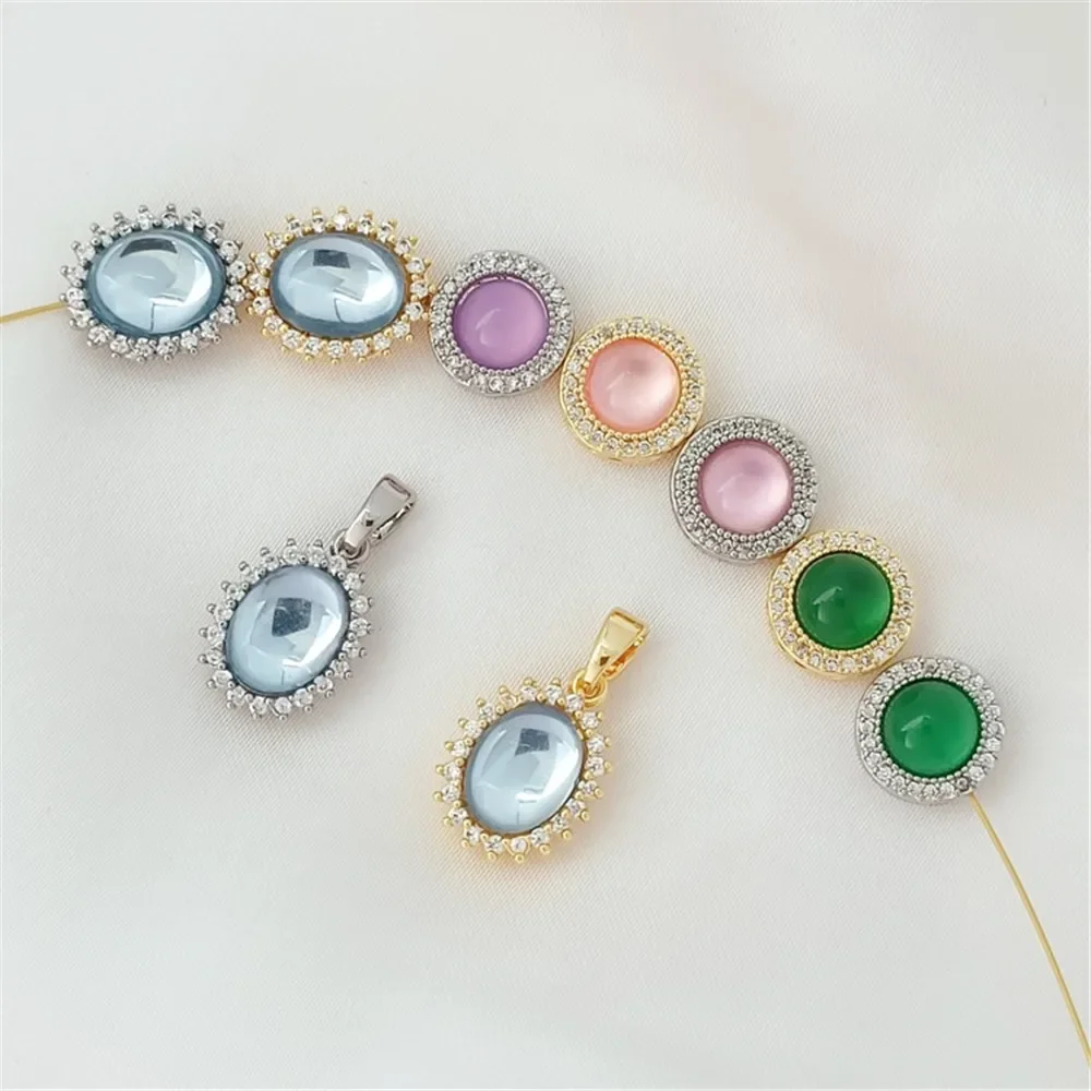14K Gold-plated White K Micro-inlaid Zirconium Aquamarine Jasper Oval Spacer Round and Flat Bead Handmade DIY Jewelry
14K Gold-plated White K Micro-inlaid Zirconium Aquamarine Jasper Oval Spacer Round and Flat Bead Handmade DIY Jewelry