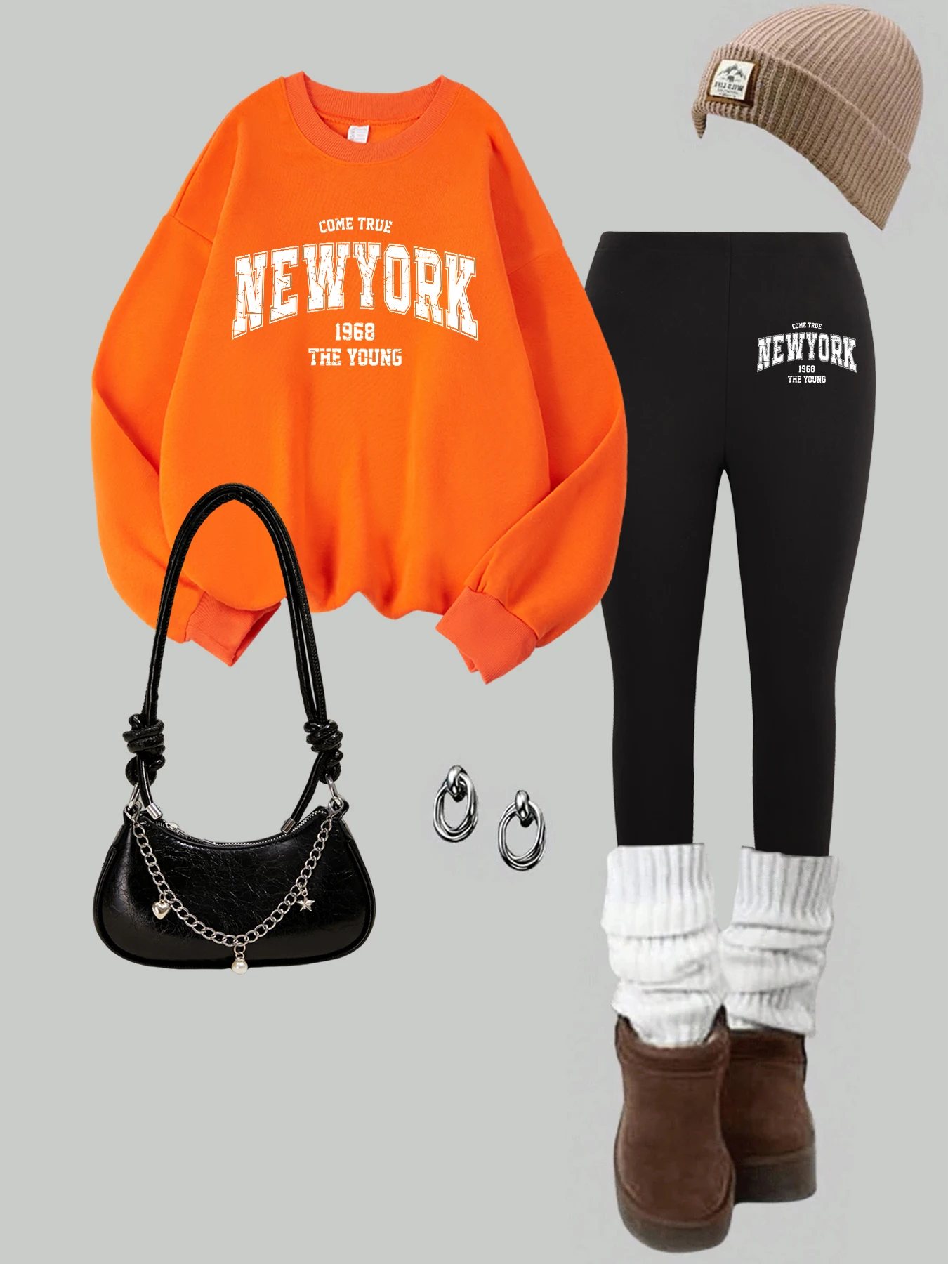 Come Ture New York City с буквенным принтом, женский комплект свитшотов с круглым вырезом, универсальные пуловеры, повседневные теплые леггинсы, флисовые осенние брюки 
Come Ture New York City с буквенным принтом, женский комплект свитшотов с круглым вырезом, универсальные пуловеры, повседневные теплые леггинсы, флисовые осенние брюки