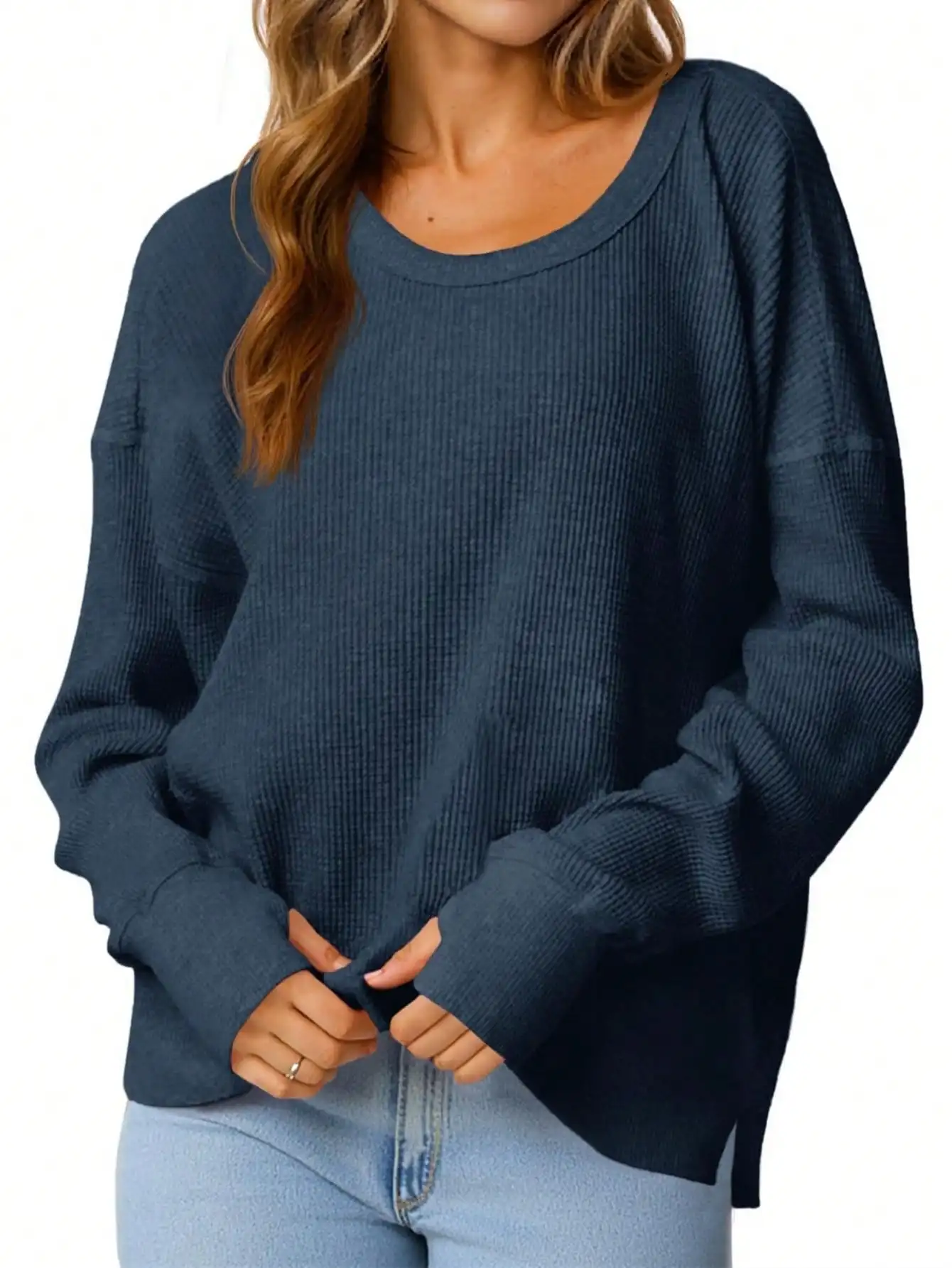 Fisoew женская повседневная толстовка с круглым вырезом вафельная вязка с длинным рукавом с боковым разрезом свободного покроя осенние рубашки топы
Fisoew женская повседневная толстовка с круглым вырезом вафельная вязка с длинным рукавом с боковым разрезом свободного покроя осенние рубашки топы