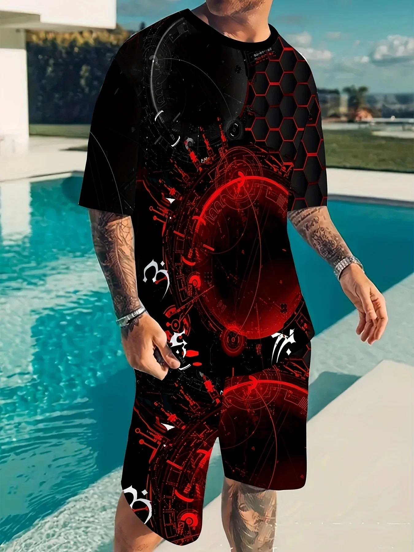 Men's 3D Print Set - Casual Crew Neck Slim Fit T-shirt Top & Shorts - Graphic Tees & Bottom Loungewear Set
Men's 3D Print Set - Casual Crew Neck Slim Fit T-shirt Top & Shorts - Graphic Tees & Bottom Loungewear Set