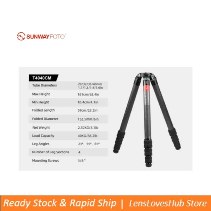 SUNWAY FOTO T4040CM Master Series Tripod - 4-Section Heavy-Duty Tripod with 40KG Load Capacity
SUNWAY FOTO T4040CM Master Series Tripod - 4-Section Heavy-Duty Tripod with 40KG Load Capacity