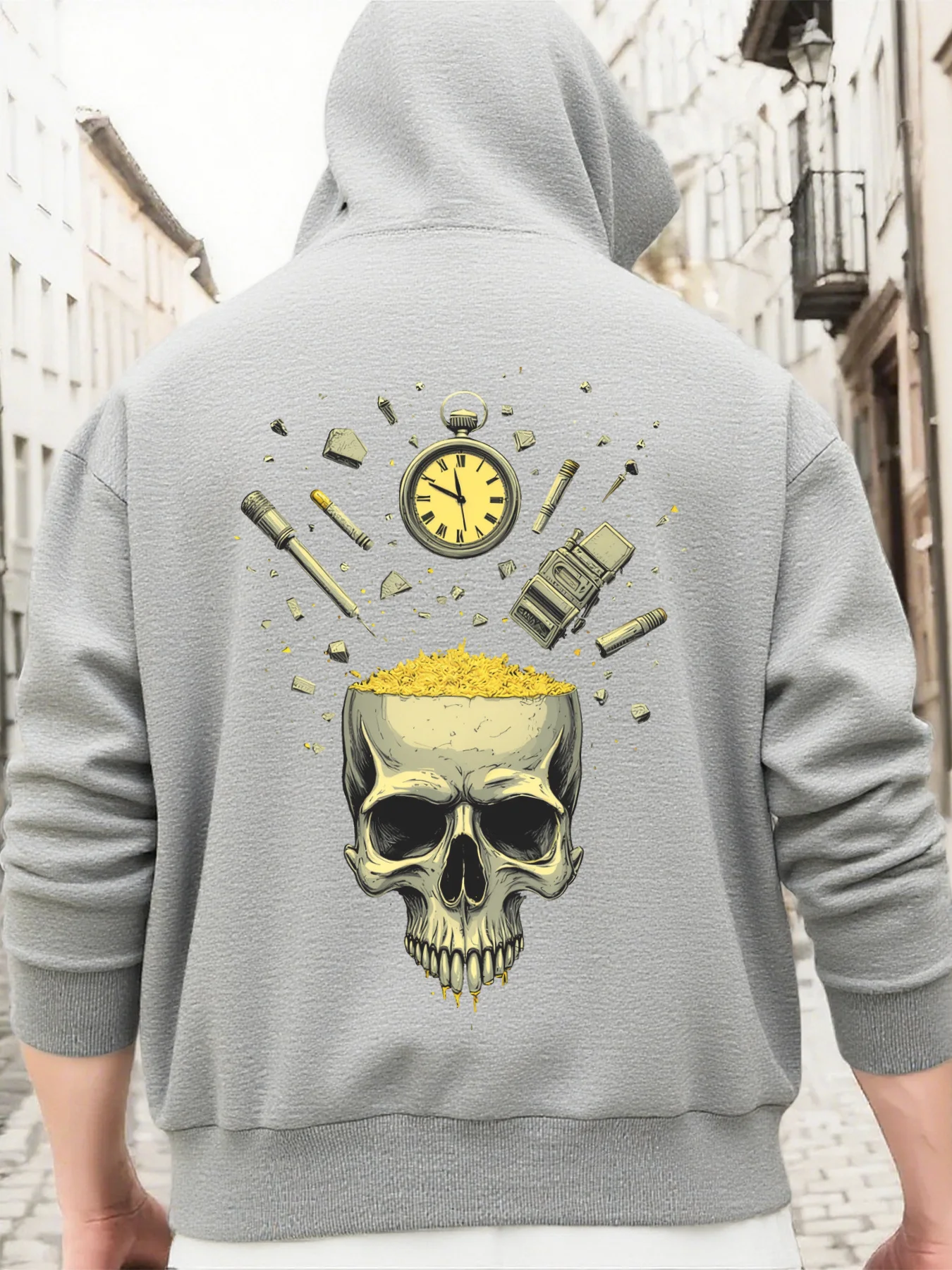 Men's casual and stylish hooded sweatshirt, loose fit, with a skull shape
Men's casual and stylish hooded sweatshirt, loose fit, with a skull shape