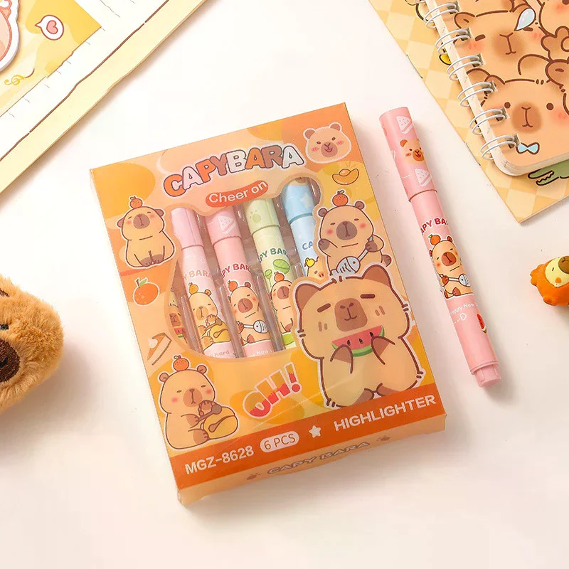 6Pcs Cute Cartoon Capybara Highlighter Pen Writing Smooth Quick-Drying Pens School Office Supplies Students Stationery Gifts
6Pcs Cute Cartoon Capybara Highlighter Pen Writing Smooth Quick-Drying Pens School Office Supplies Students Stationery Gifts