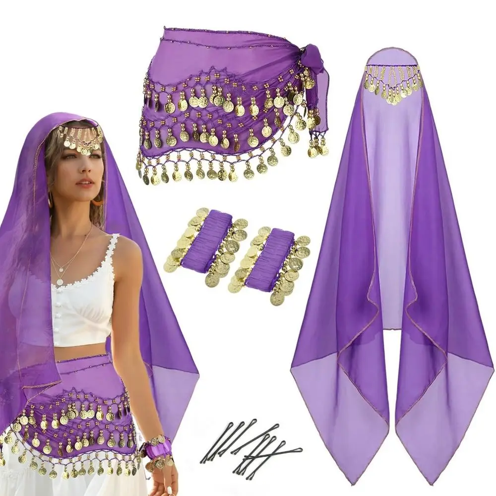 Detachable Headpiece Women's Belly Dance Outfits Coin Wrist Bracelets Head Scarf Belly Dance Costumes Veil Accessories
Detachable Headpiece Women's Belly Dance Outfits Coin Wrist Bracelets Head Scarf Belly Dance Costumes Veil Accessories