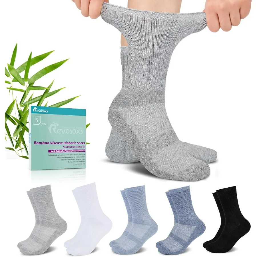 Diabetic Crew Socks for Men Women Bamboo Viscose NonBinding Loose Top Wide Socks with Seamless Toe Ideal for Daily Wear and Foo
Diabetic Crew Socks for Men Women Bamboo Viscose NonBinding Loose Top Wide Socks with Seamless Toe Ideal for Daily Wear and Foo