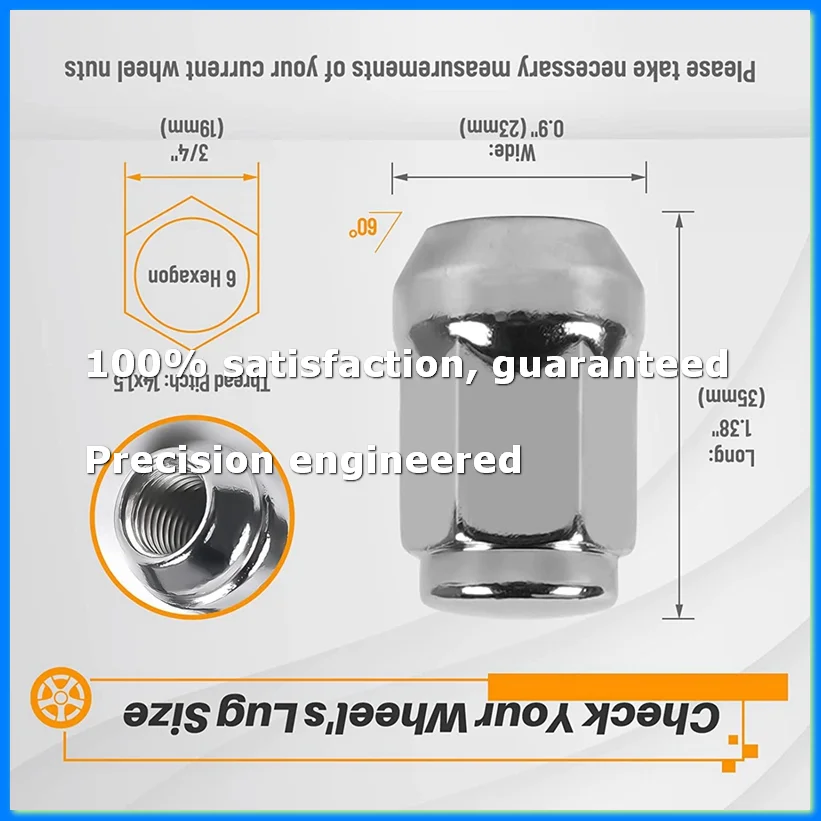 20Pcs 14X1.5 Lug Nuts - 19mm Lug Nut 1.38 inch Tall 3/4 inch Hex Chrome Lug Nuts, for 1999-2021 1500-A23R
20Pcs 14X1.5 Lug Nuts - 19mm Lug Nut 1.38 inch Tall 3/4 inch Hex Chrome Lug Nuts, for 1999-2021 1500-A23R