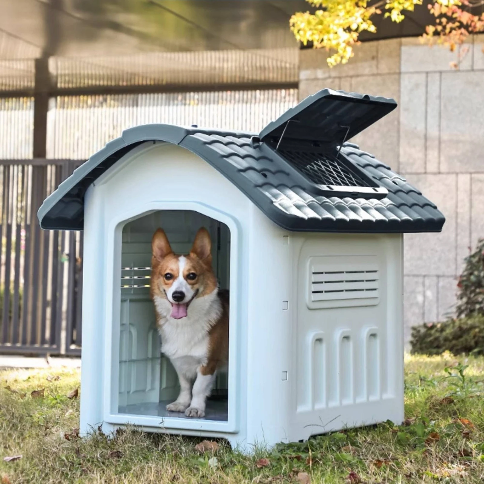 Plastic Dog House Rainproof Weatherproof Dog House Pet Furniture Resistant Air Vents for Rainy Weather
Plastic Dog House Rainproof Weatherproof Dog House Pet Furniture Resistant Air Vents for Rainy Weather
