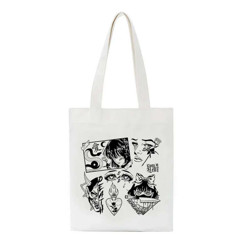 Women's Canvas Tote Shoulder Bag Unique Trendy Goth Cute Cartoon Kitten Illustration Spider Web Skull Butterfly Ladies Handbag"
Women's Canvas Tote Shoulder Bag Unique Trendy Goth Cute Cartoon Kitten Illustration Spider Web Skull Butterfly Ladies Handbag"