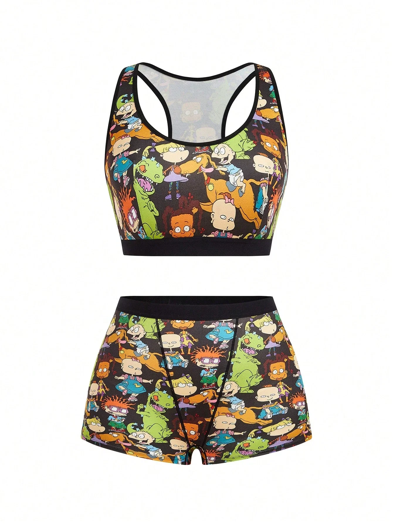 Black Cartoon Print Sporty Bra And Boyshort Underwear Set For Women
Black Cartoon Print Sporty Bra And Boyshort Underwear Set For Women