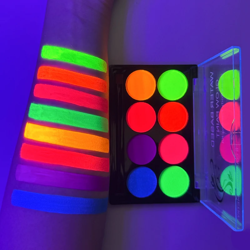 8 Colors Body Painting Palette for Tattoo Art UV Glow in The Dark Makeup Carnival Artist Cosplay Art Party Festival Cosmetics
8 Colors Body Painting Palette for Tattoo Art UV Glow in The Dark Makeup Carnival Artist Cosplay Art Party Festival Cosmetics