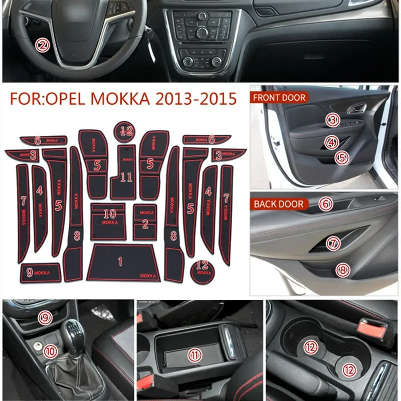 For VAUXHALL Opel Mokka 2013-2015 3D Rubber Mat Lnterior Anti Slip Mat Door Slot Pad Cup Cushion Groove Pad Car Accessories
For VAUXHALL Opel Mokka 2013-2015 3D Rubber Mat Lnterior Anti Slip Mat Door Slot Pad Cup Cushion Groove Pad Car Accessories