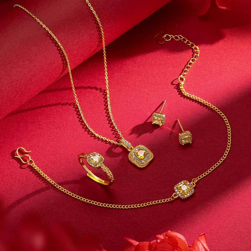 Women's Light Luxury Flash Small Candy 9999 24K Real Gold Yellow Diamond Necklace Bracelet Ring EarnailHigh Grade Feeling Candy
Women's Light Luxury Flash Small Candy 9999 24K Real Gold Yellow Diamond Necklace Bracelet Ring EarnailHigh Grade Feeling Candy