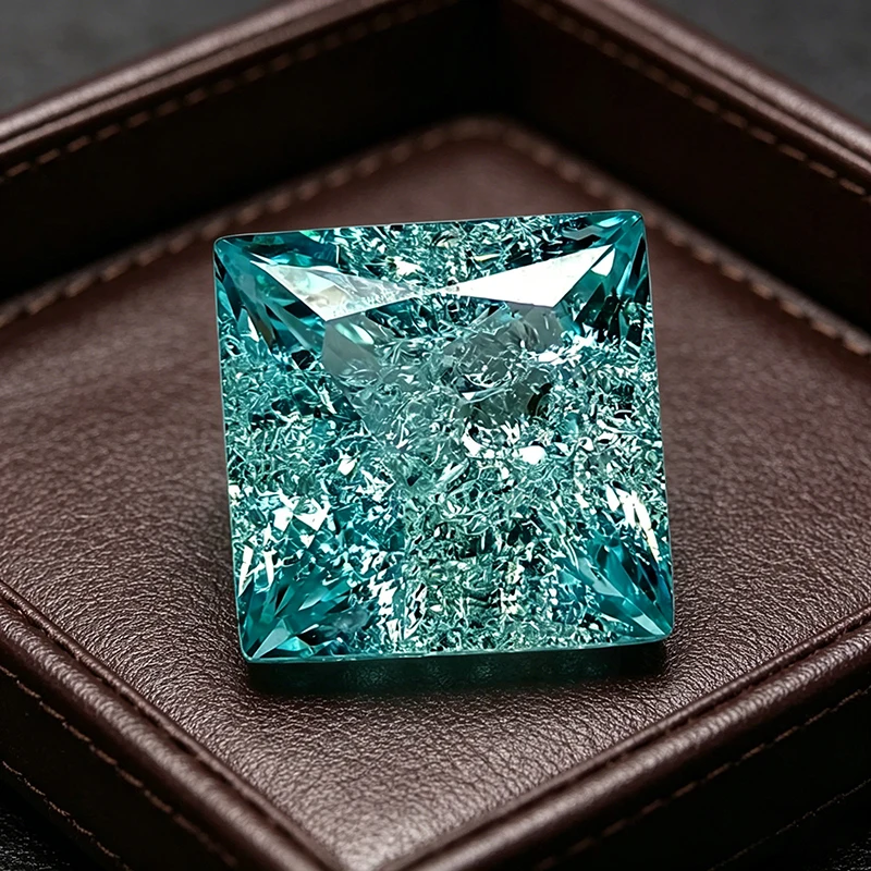Lab Grown Paraiba Tourmaline Princess Cut Gemstone Cracked Ice Finish for DIY Jewelry Making with AGL Selectable Certificate
Lab Grown Paraiba Tourmaline Princess Cut Gemstone Cracked Ice Finish for DIY Jewelry Making with AGL Selectable Certificate