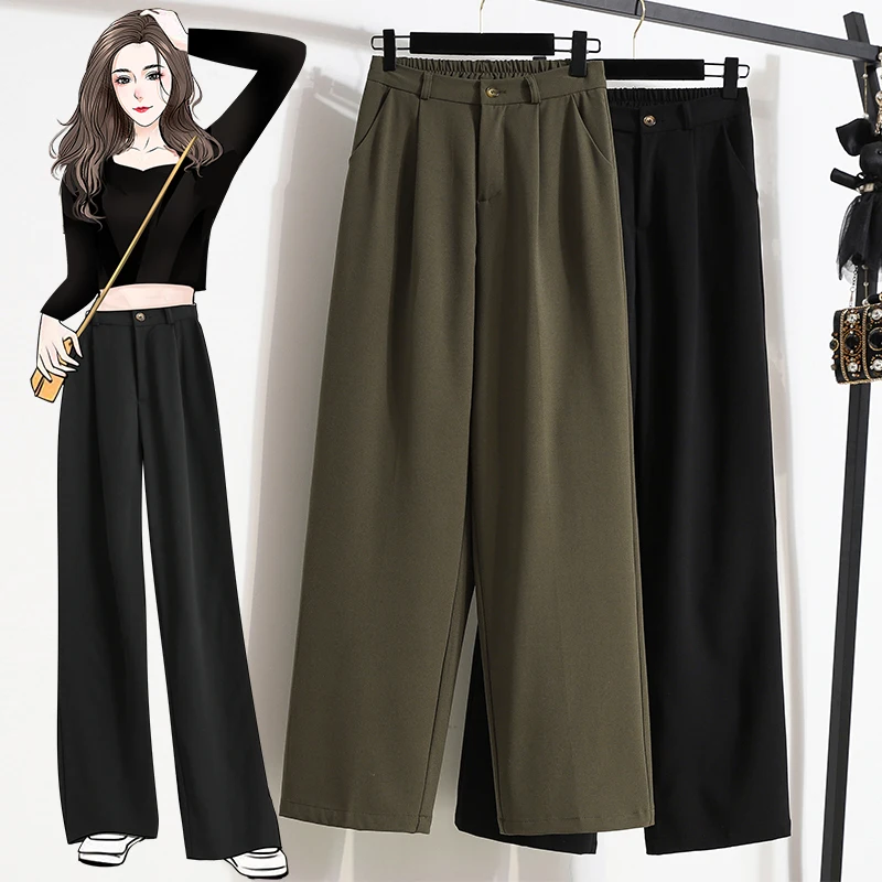 Женские повседневные брюки с высокой талией и широкими штанинами, свободного кроя, больших размеров, универсальные прямые брюки, длинные брюки
Женские повседневные брюки с высокой талией и широкими штанинами, свободного кроя, больших размеров, универсальные прямые брюки, длинные брюки