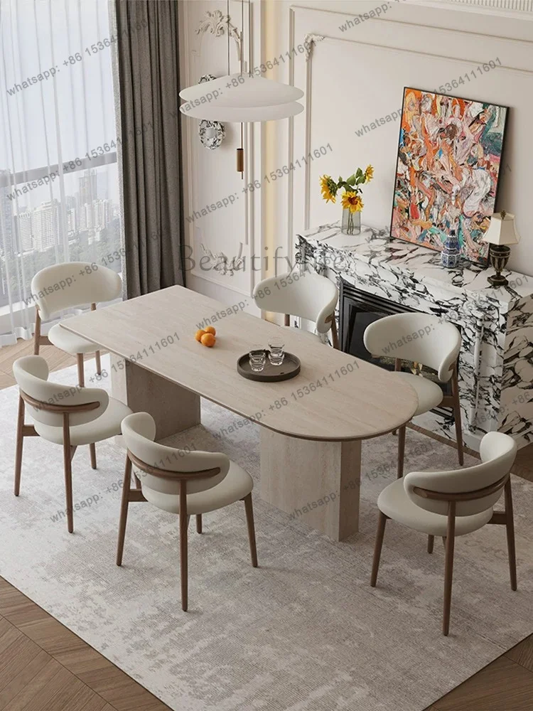 Travertine rock slab dining table and chairs 2026 new light luxury high-end, small apartment dining table
Travertine rock slab dining table and chairs 2026 new light luxury high-end, small apartment dining table