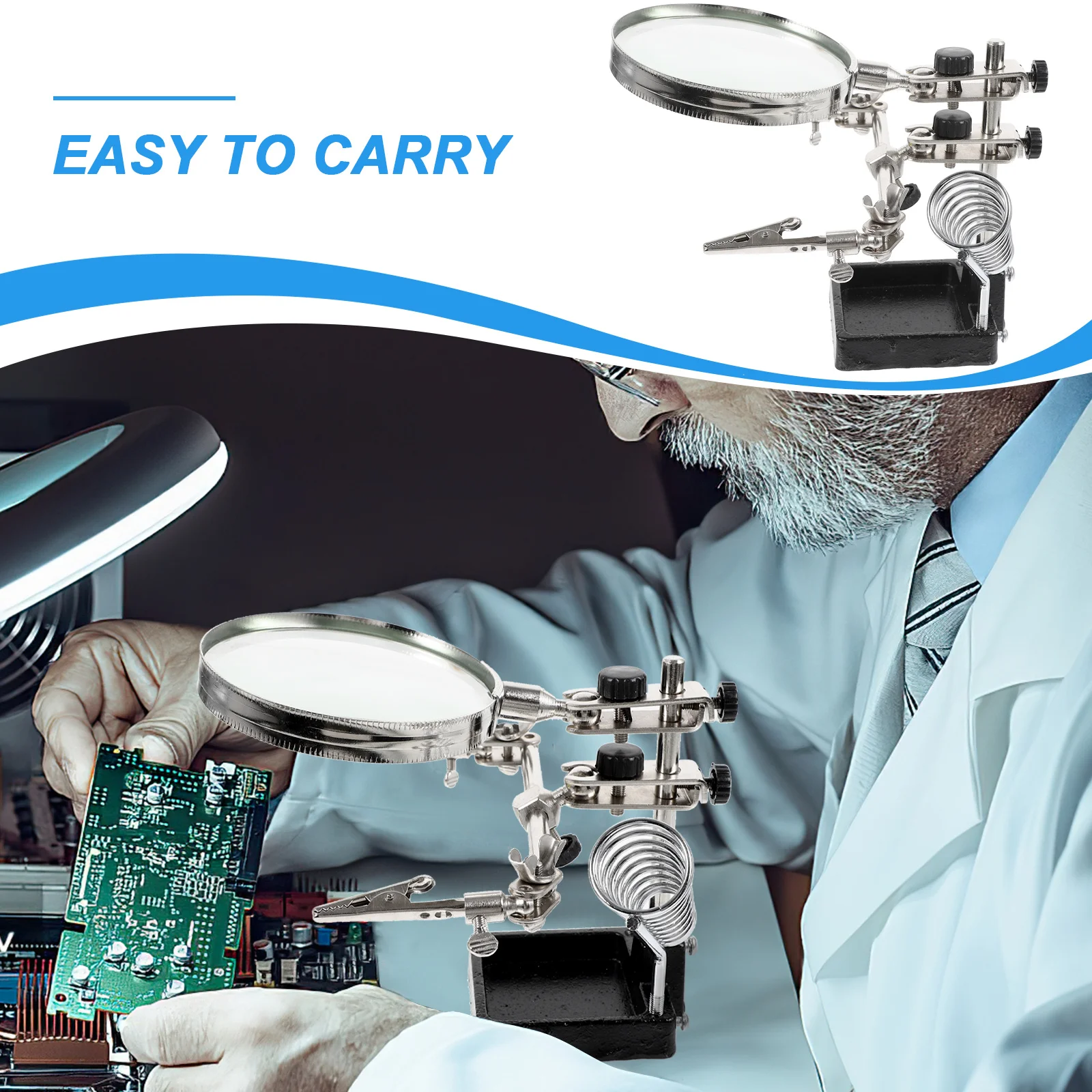 Spring Clip Magnifying Soldering Station Adjustable Auxiliary Clamp Desktop Stand for Soldering Iron Kit Portable Holder for DIY
Spring Clip Magnifying Soldering Station Adjustable Auxiliary Clamp Desktop Stand for Soldering Iron Kit Portable Holder for DIY