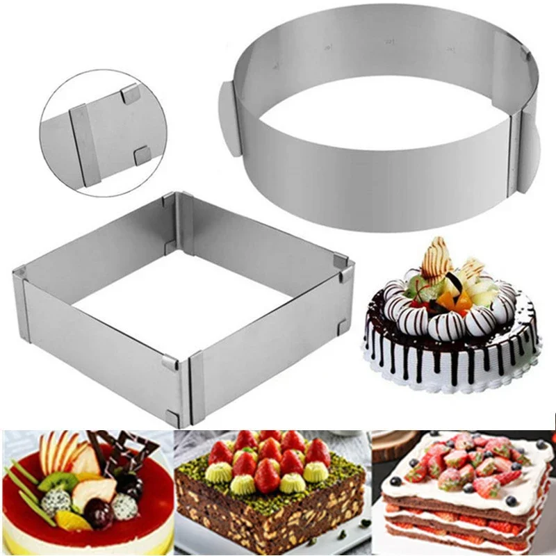 Stainless Steel Baking Mould Adjustable Mousse Ring Round Square Cake Mold Kitchen Dessert Accessories Cake Decorating Tool
Stainless Steel Baking Mould Adjustable Mousse Ring Round Square Cake Mold Kitchen Dessert Accessories Cake Decorating Tool