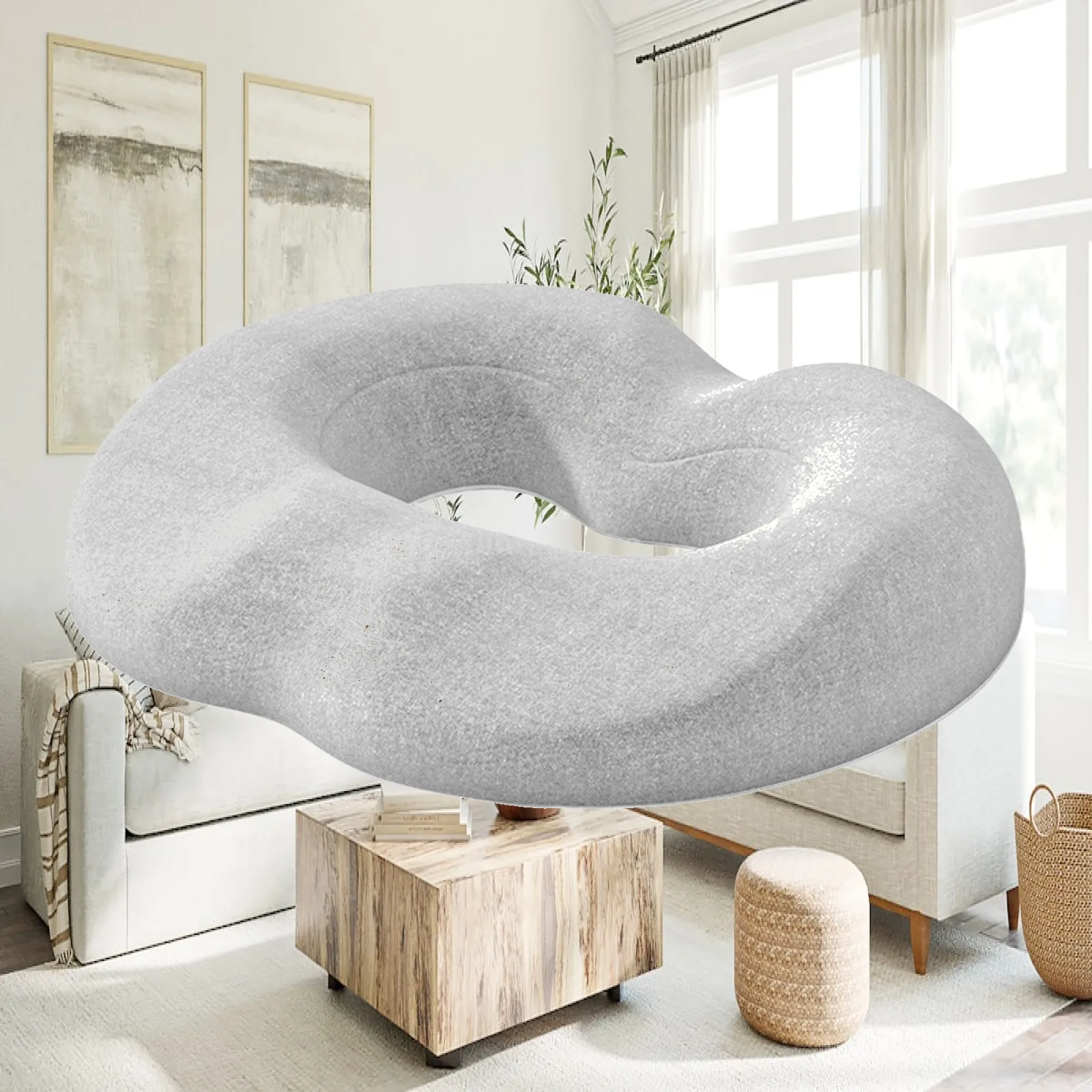 Donut Pillow, Tailbone Seat Cushion Portable Lightweight Memory Foam Seat Cushion for Long Sitting
Donut Pillow, Tailbone Seat Cushion Portable Lightweight Memory Foam Seat Cushion for Long Sitting