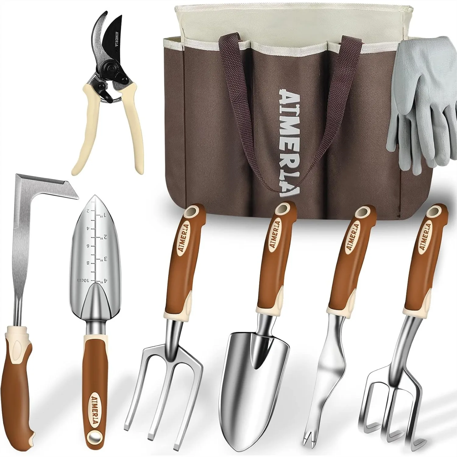 9 Piece Gardening Tool Set with Non-Slip Rubber Grip and Storage Bag for Weeding, Planting
9 Piece Gardening Tool Set with Non-Slip Rubber Grip and Storage Bag for Weeding, Planting